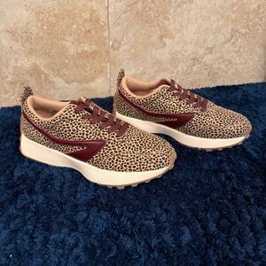 Dolce Vita Cheetah Print Sneakers with Oxblood/Maroon Details & Laces